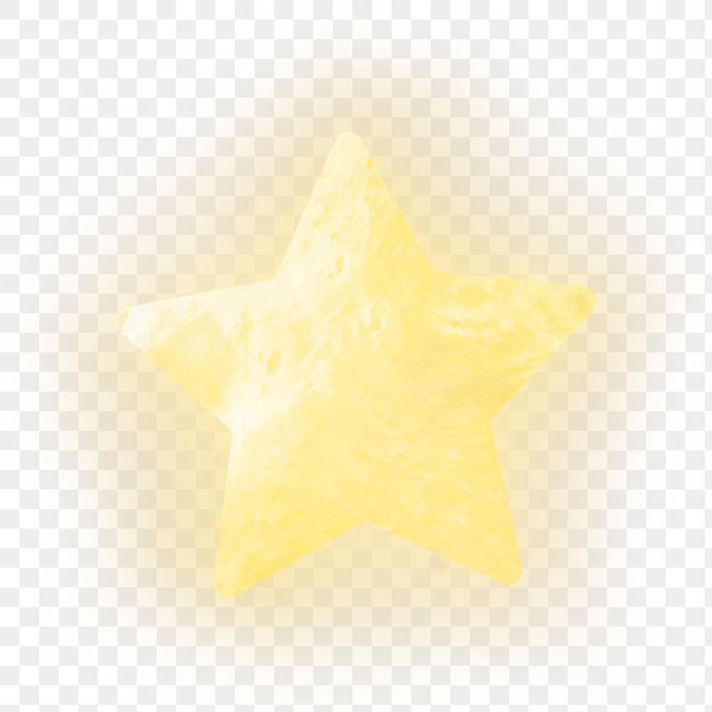 Yellow png star, festive sticker on transparent background