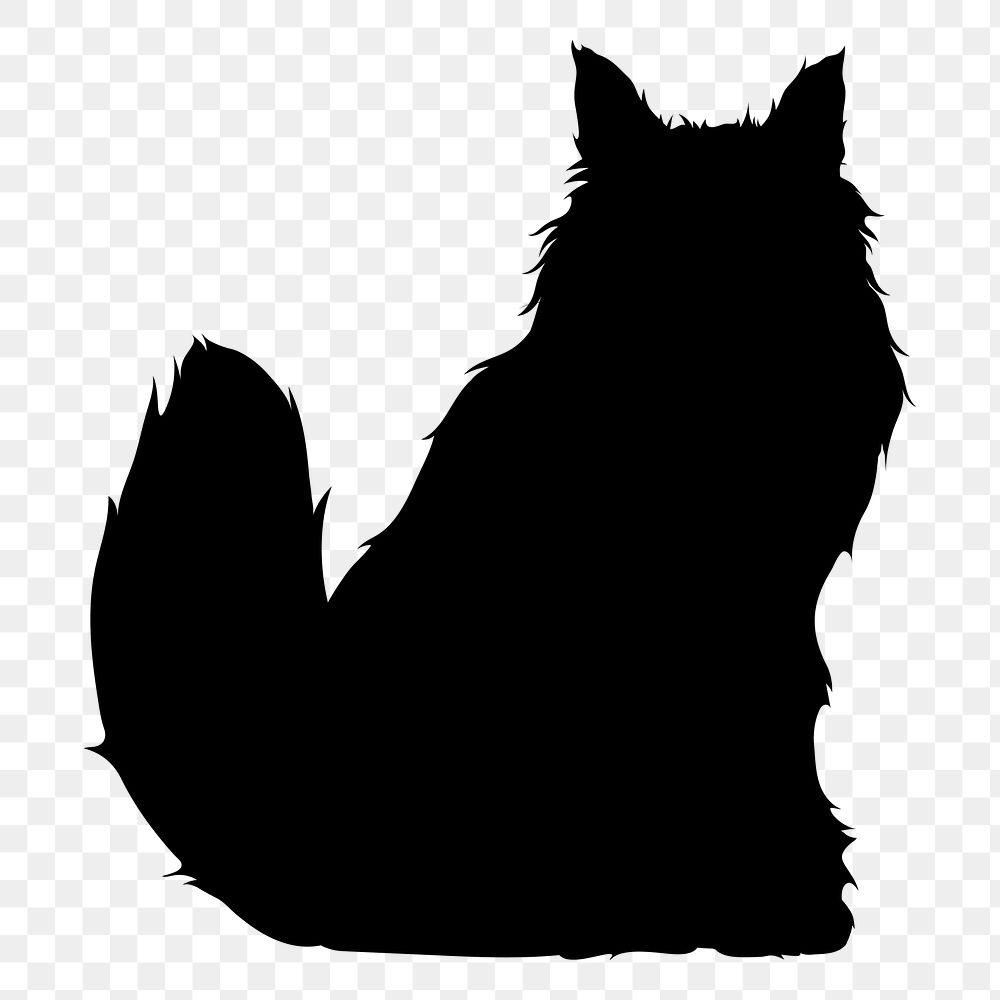 cat silhouette sticker, Turkish Angora, animal illustration, transparent background