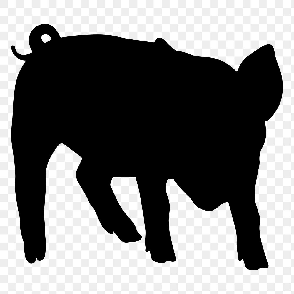 Pig silhouette png, farm animal, digital sticker, transparent background