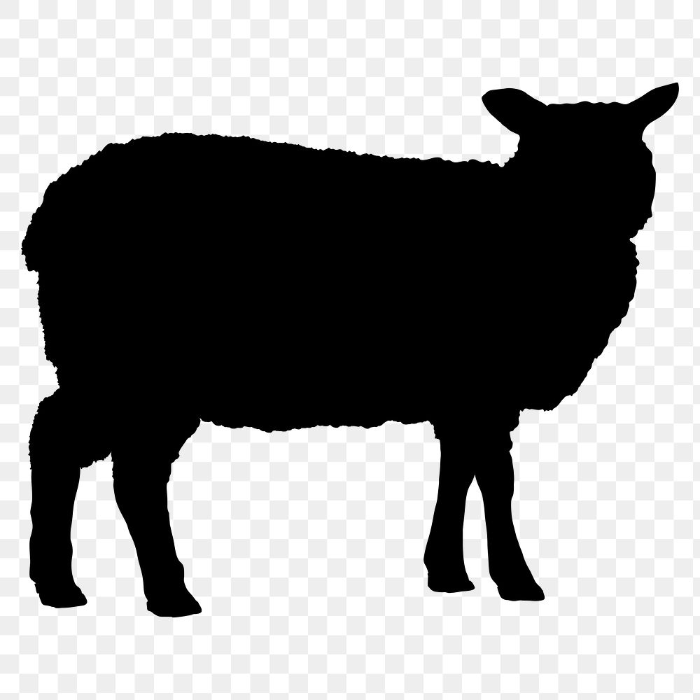 Sheep png silhouette sticker, farm animal, digital sticker, transparent background