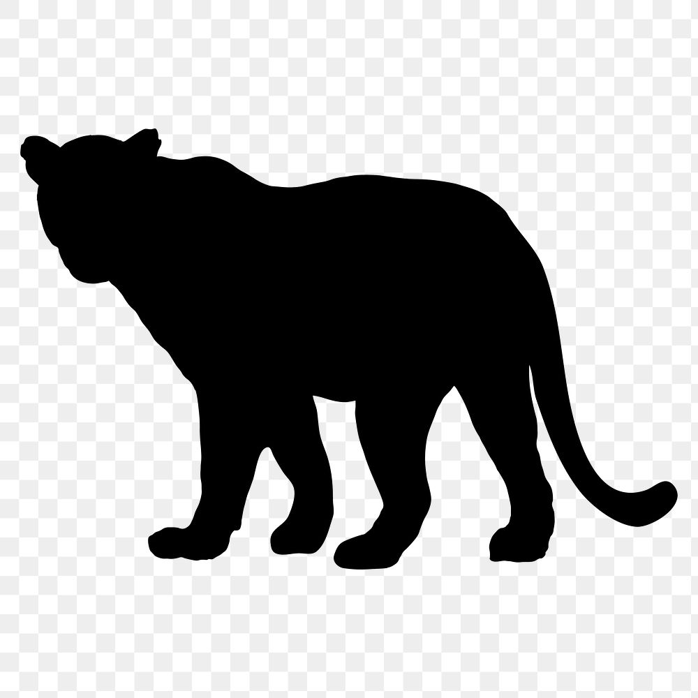 Tiger png silhouette, safari animal illustration sticker, transparent background