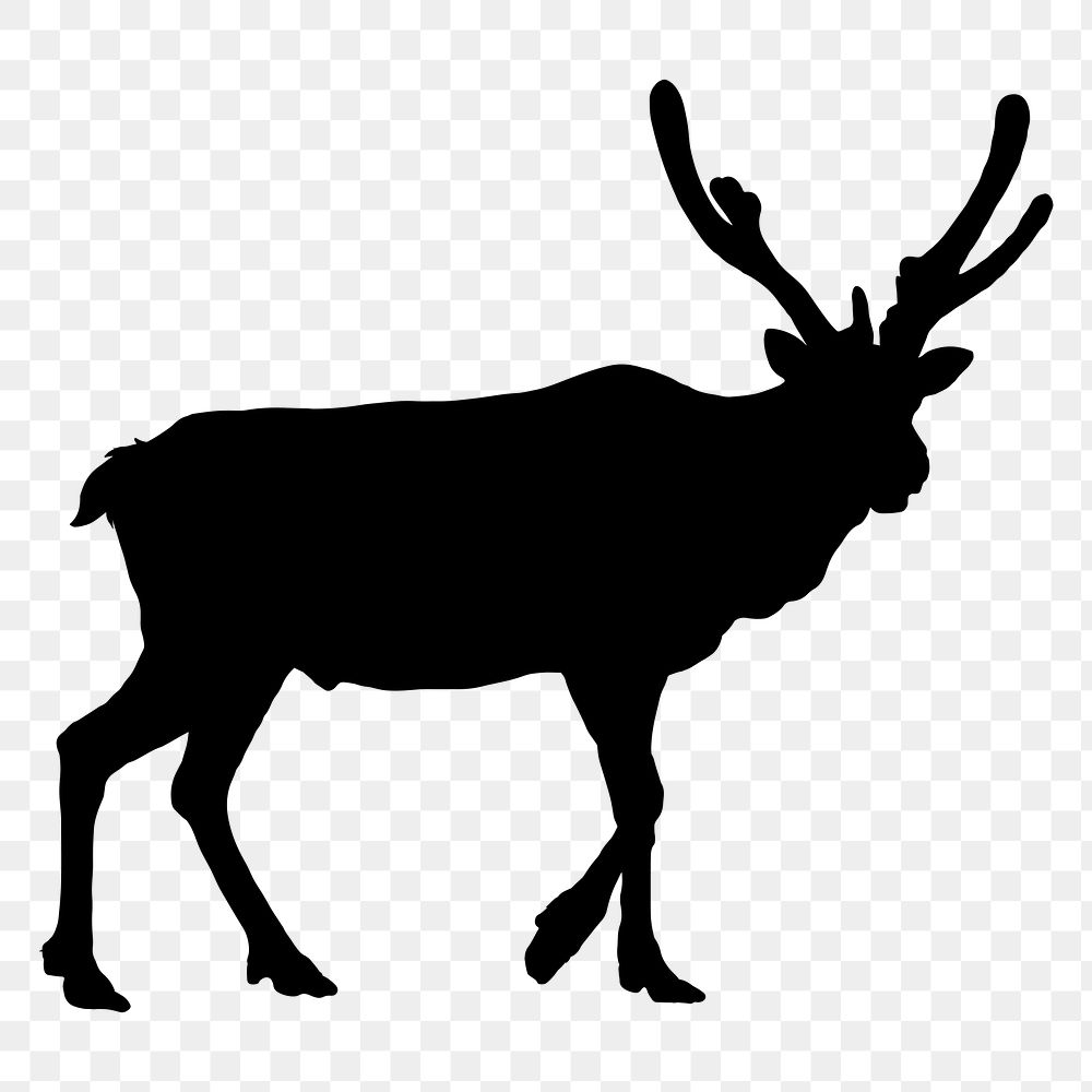 PNG deer silhouette illustration, wild animal sticker, transparent background