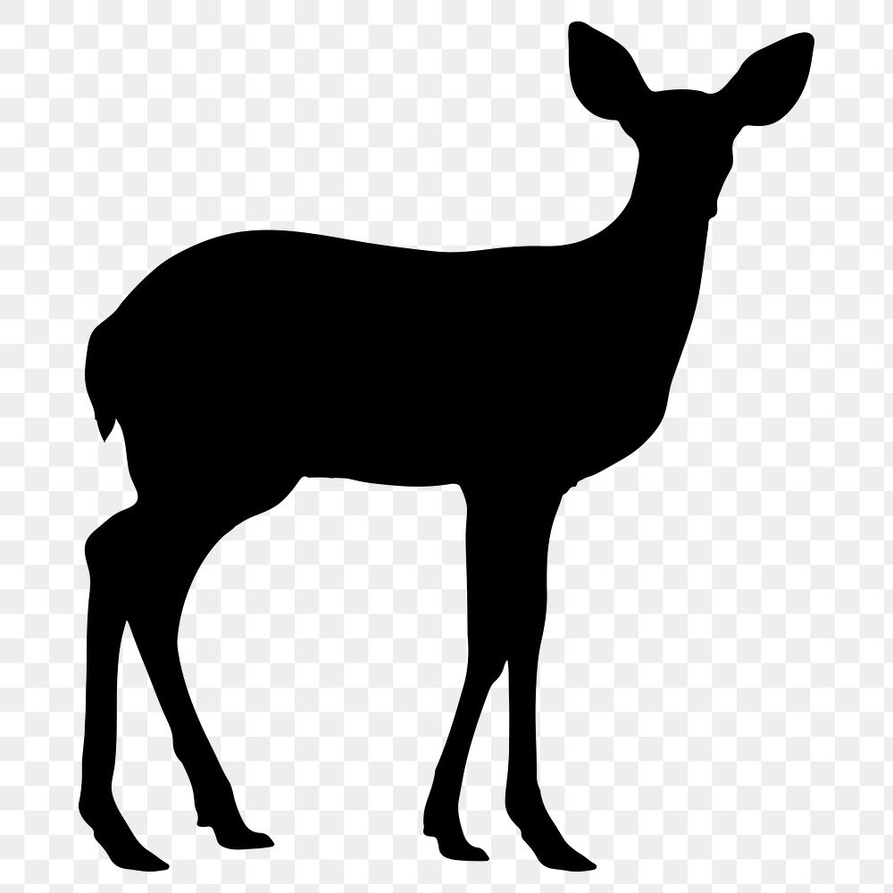 Chital deer png silhouette, wild animal sticker, transparent background