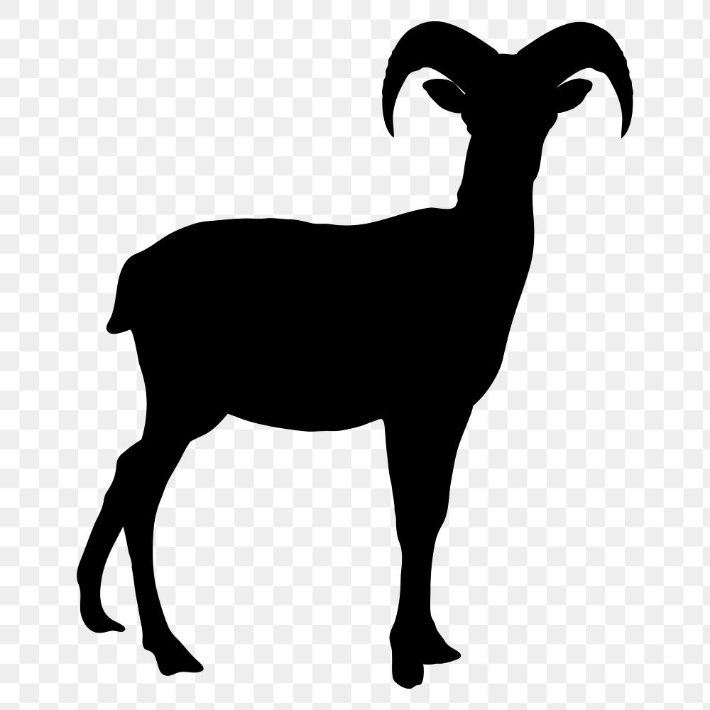 Goat png silhouette illustration, wild animal sticker, transparent background