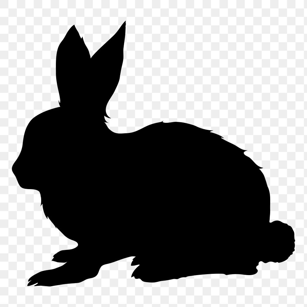 PNG rabbit silhouette illustration, animal sticker, transparent background