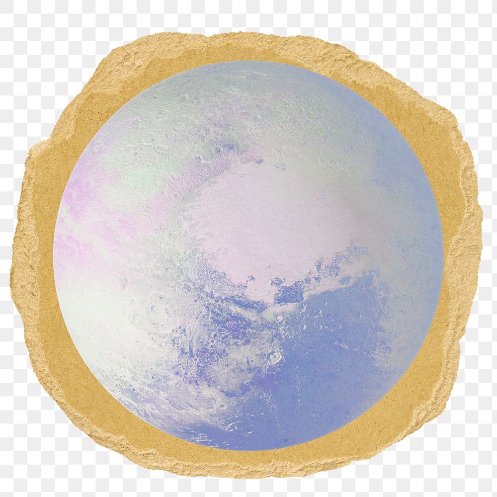 Planet Moon png sticker, ripped paper, transparent background