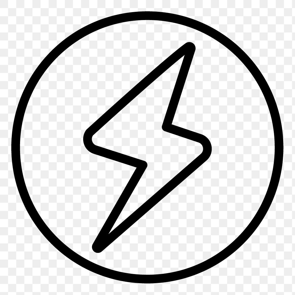 Energy icon png sticker, minimal line design, transparent background
