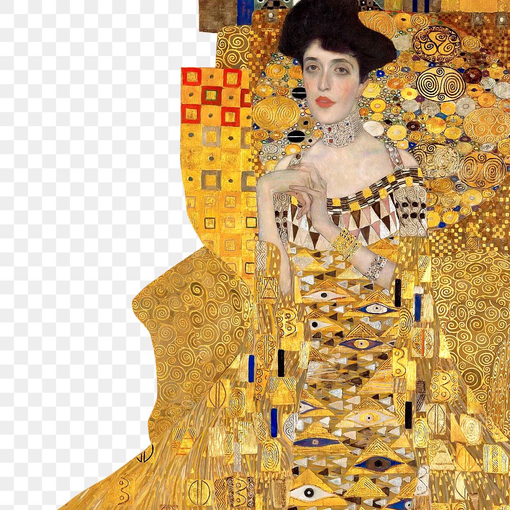 Png Adele Bloch-Bauer border, Gustav Klimt's painting remixed by rawpixel  transparent background