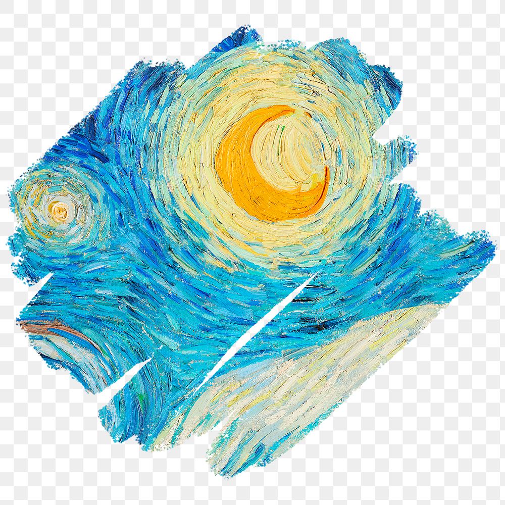 Starry Night png sticker, paint stroke, famous painting remixed by rawpixel, transparent background