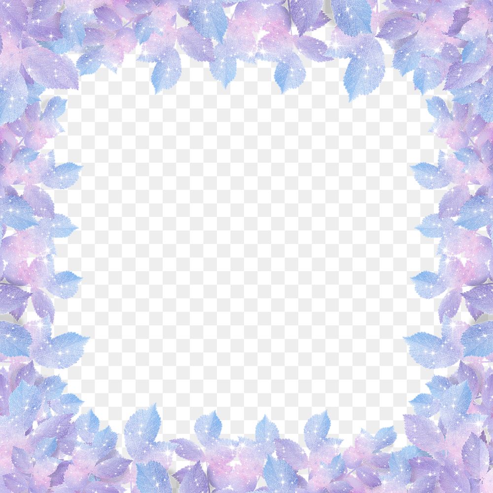 Holographic leaf png frame sticker, transparent background