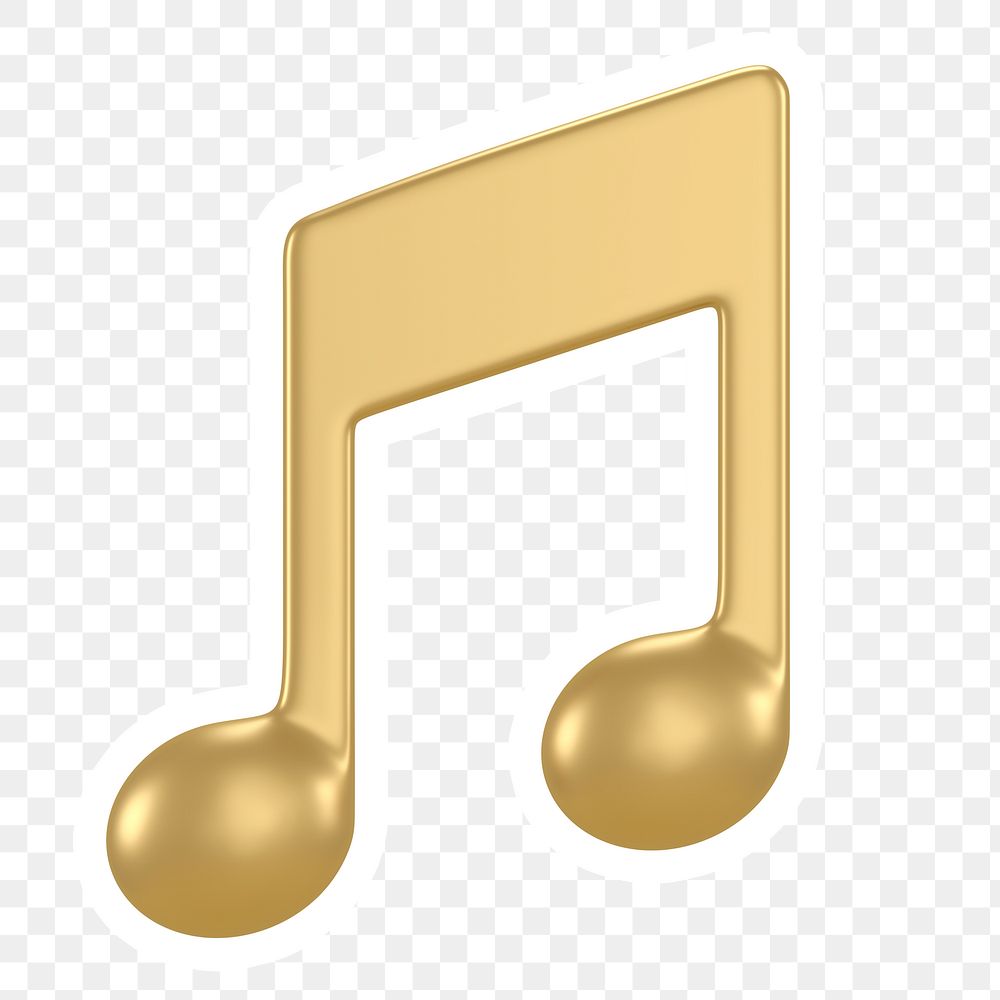 Gold music note png icon sticker, transparent background