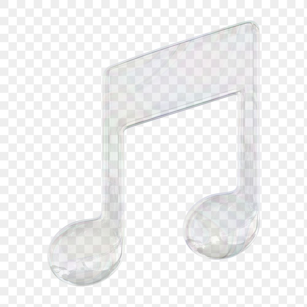 Transparent music png, note icon sticker, 3D rendering