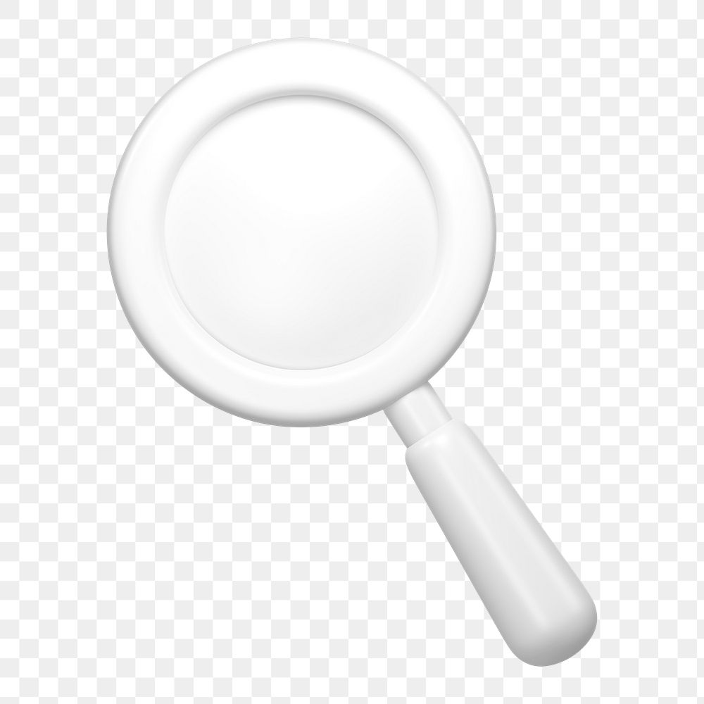 Magnifying glass png icon sticker, 3D rendering, transparent background