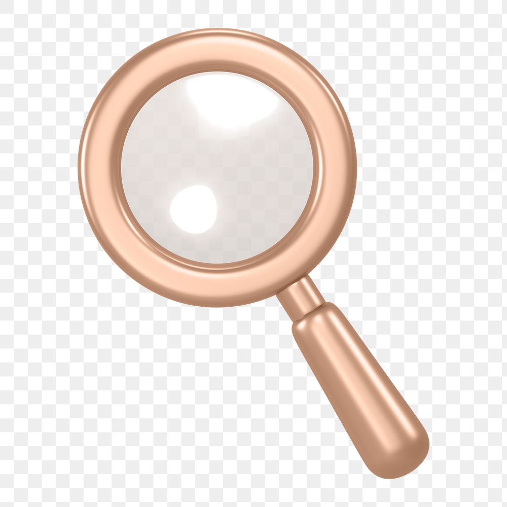 Magnifying glass png icon sticker, 3D rendering, transparent background