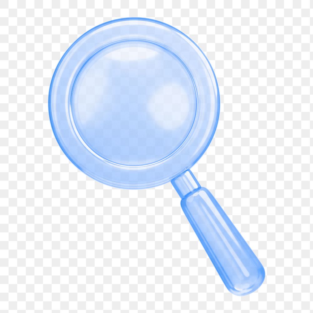 Magnifying glass png icon sticker, 3D rendering, transparent background