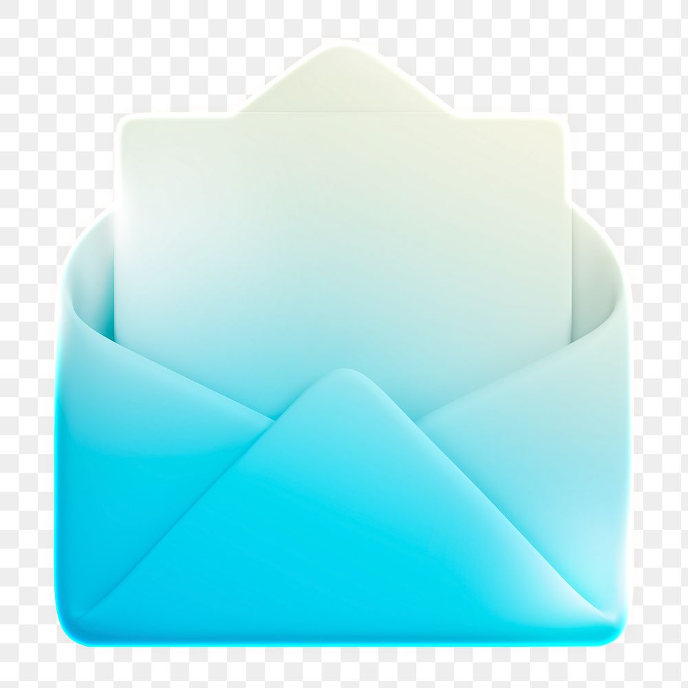 Envelope, email png icon sticker, 3D rendering, transparent background