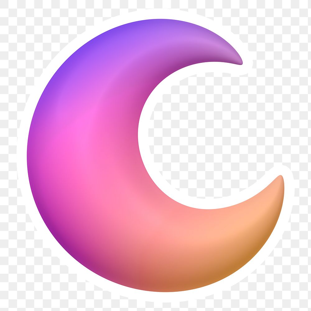 Pink crescent moon png icon sticker, transparent background