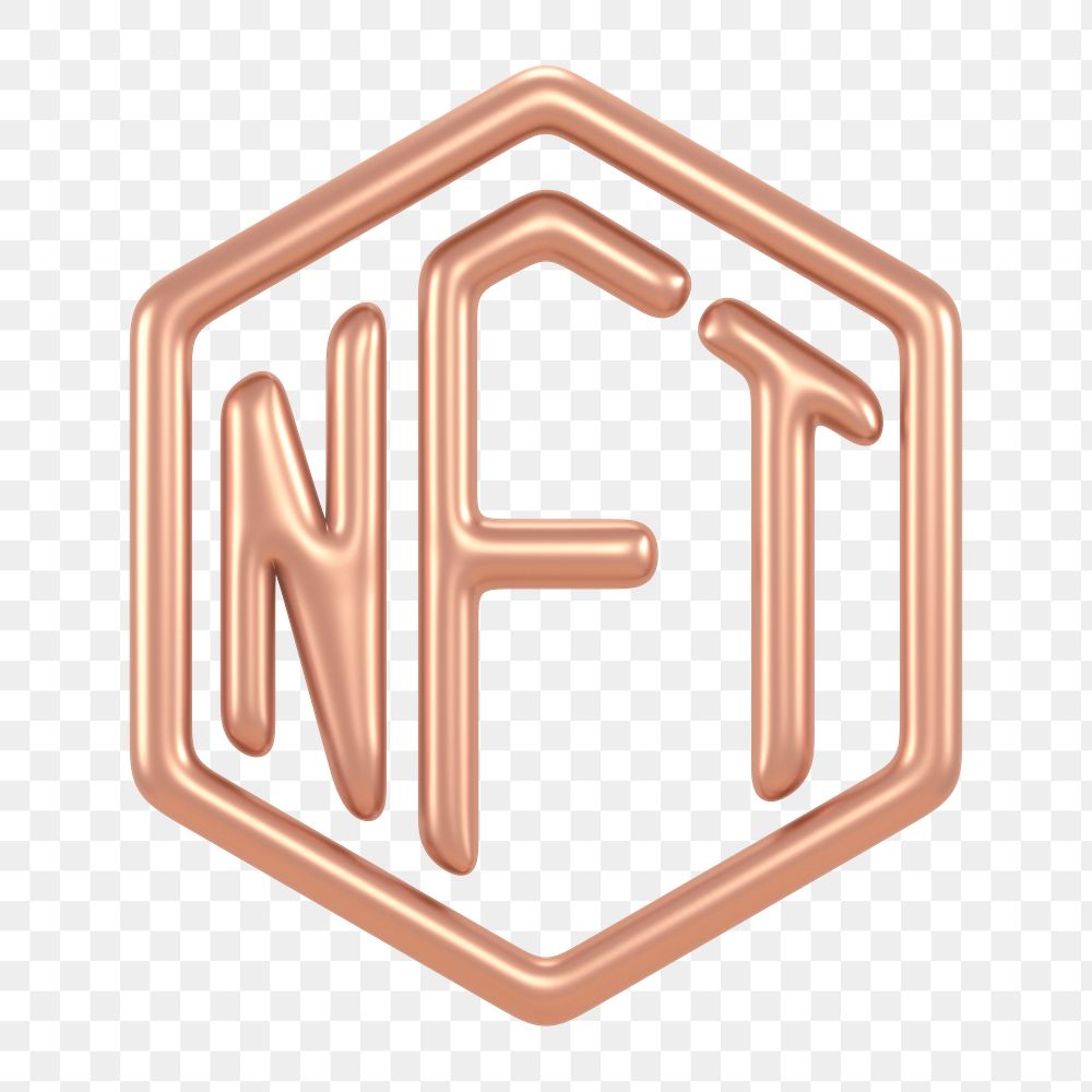 NFT blockchain png icon sticker, 3D rendering, transparent background