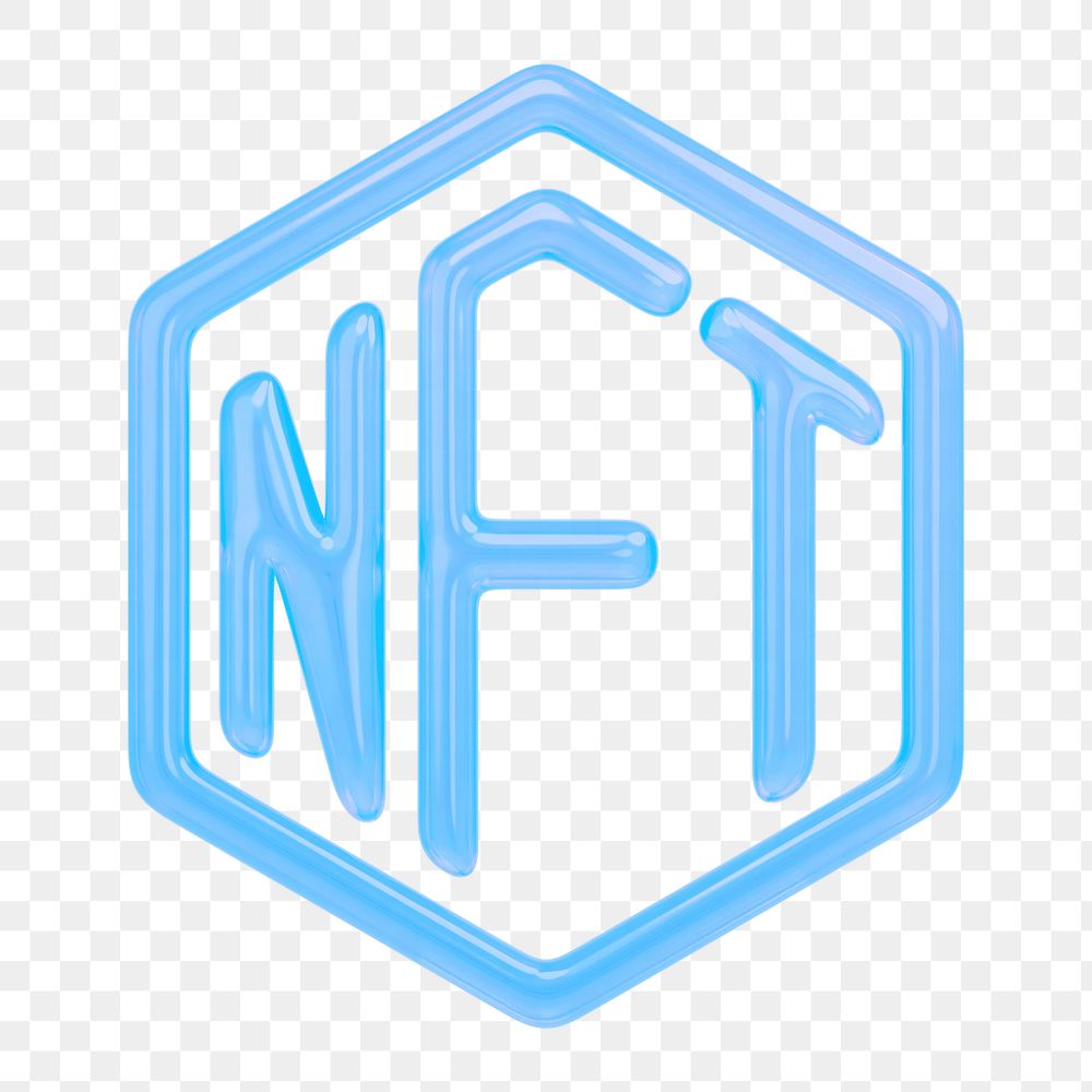 NFT blockchain png icon sticker, 3D rendering, transparent background