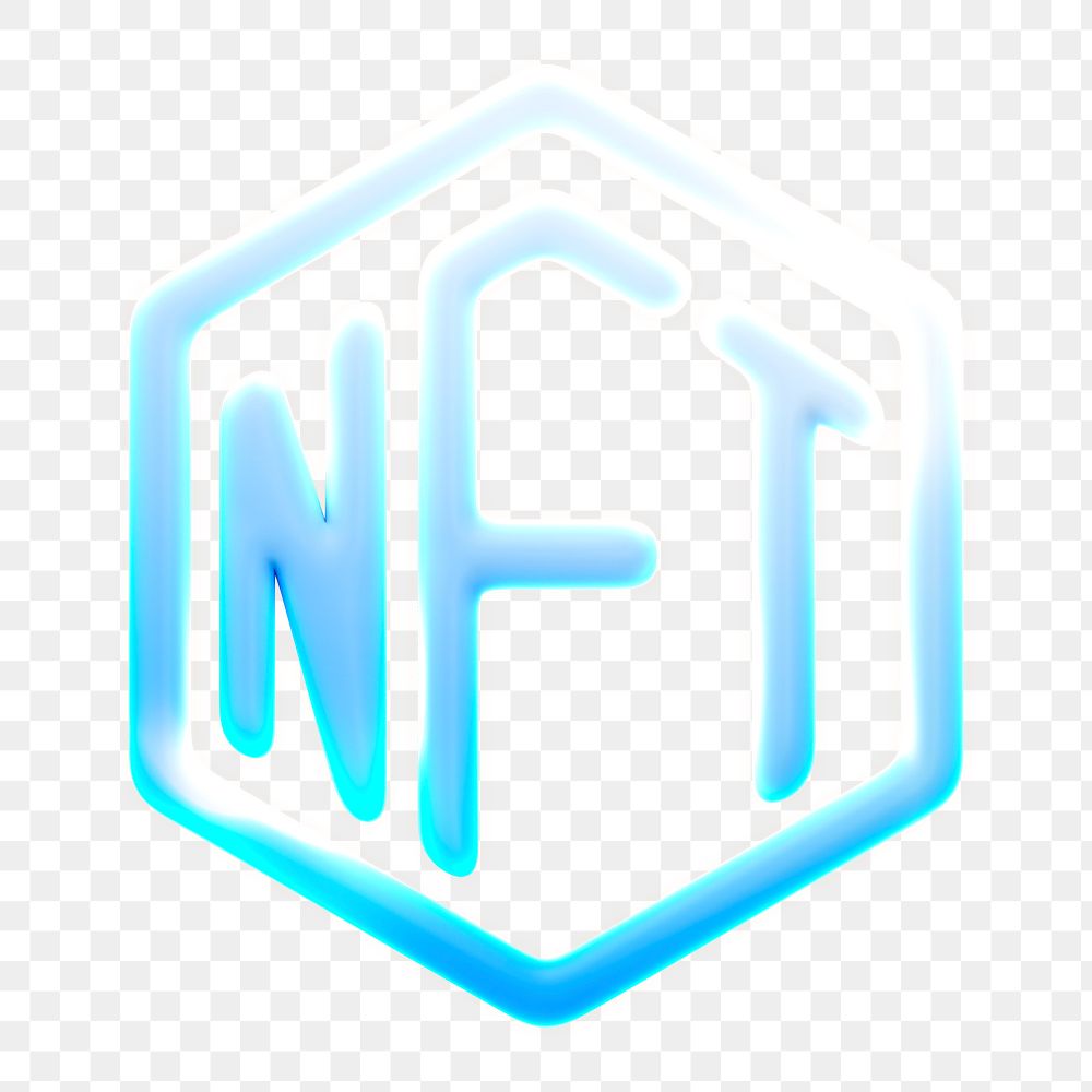 NFT blockchain png icon sticker, 3D rendering, transparent background