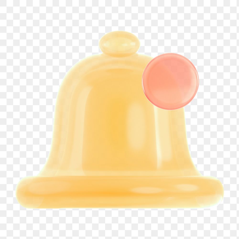 Bell, notification png icon sticker, 3D rendering, transparent background
