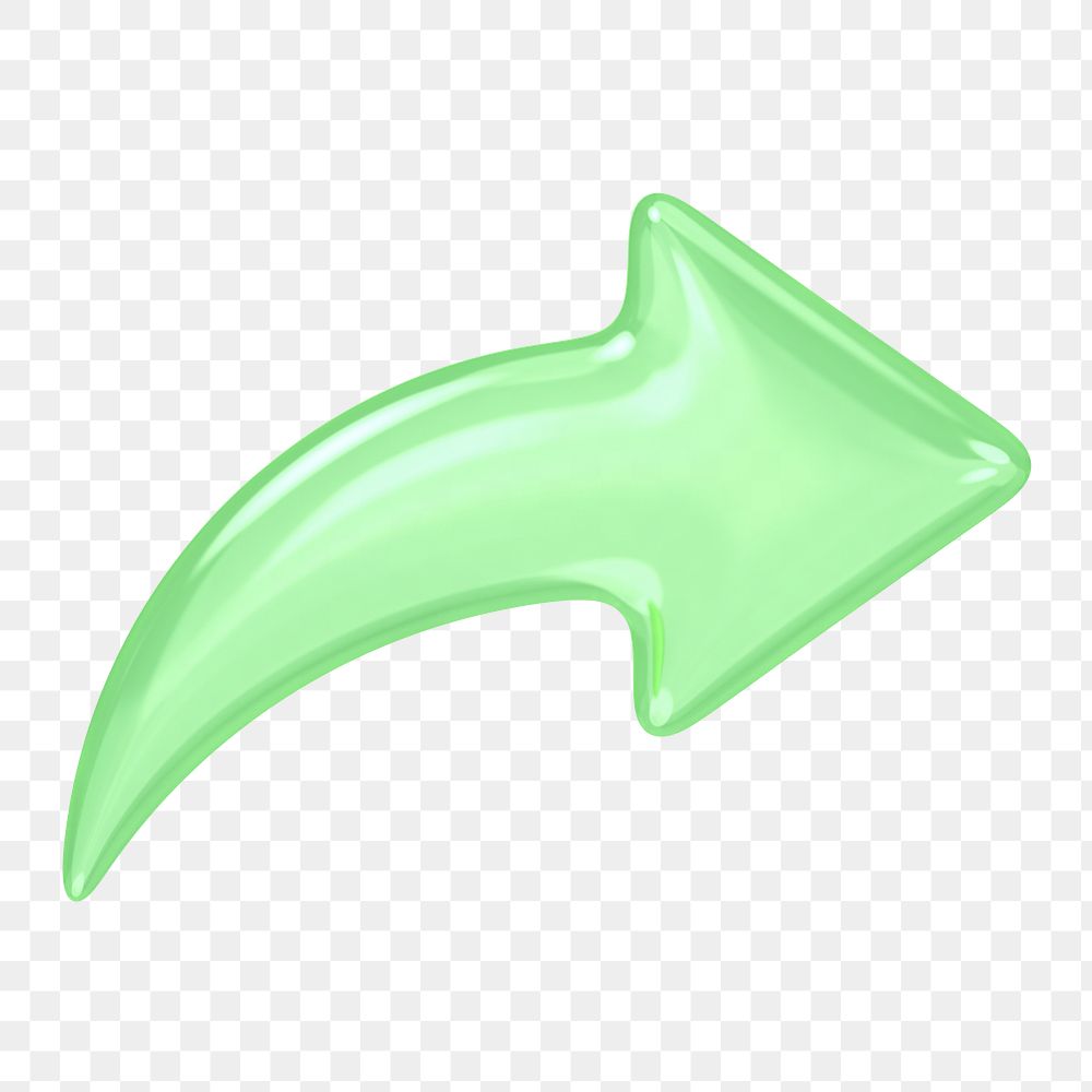 Green arrow png icon sticker, 3D rendering, transparent background