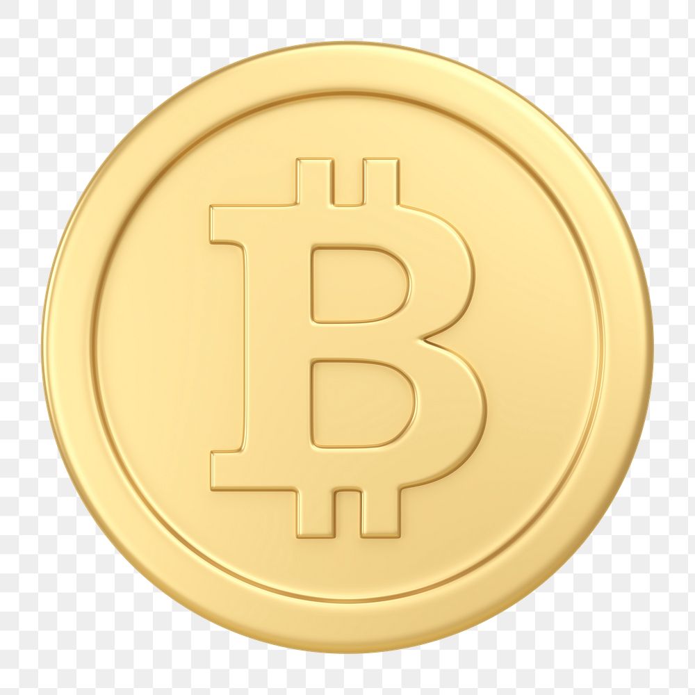Bitcoin png, cryptocurrency icon sticker, 3D rendering, transparent background