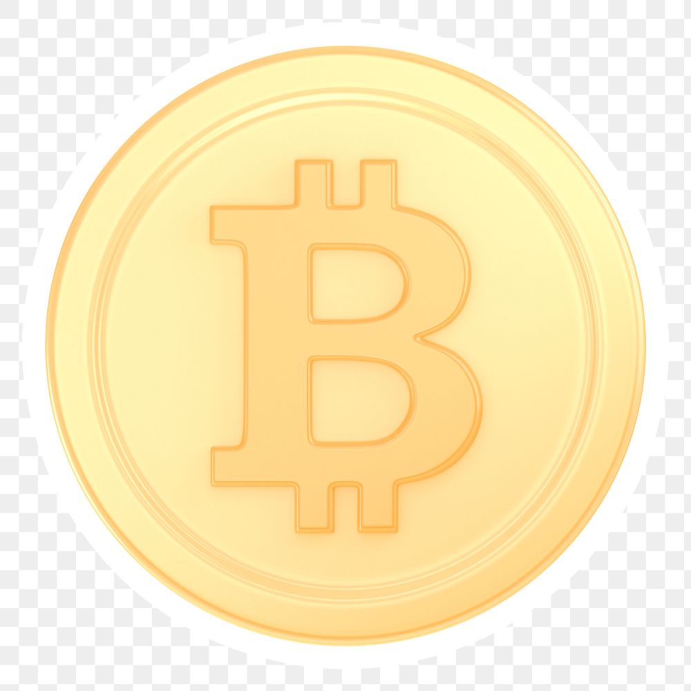 Bitcoin, cryptocurrency png icon sticker, transparent background