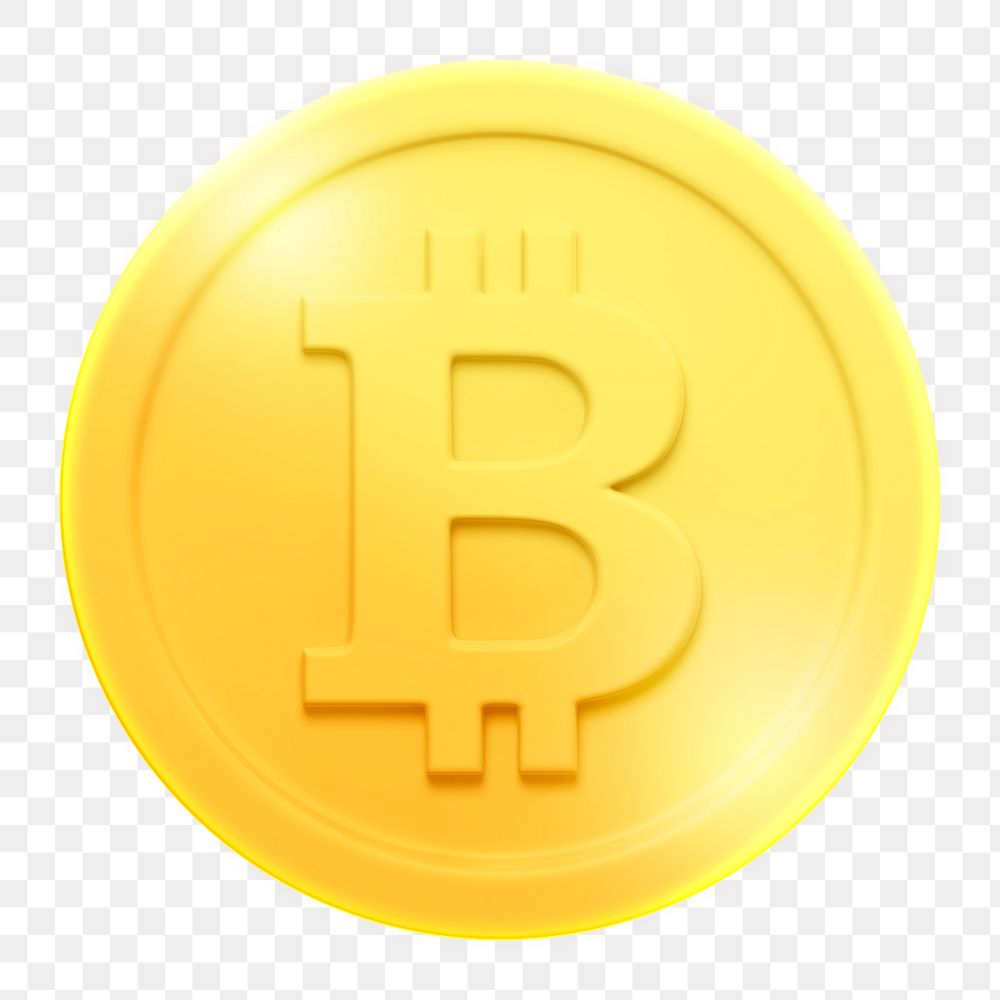 Bitcoin png, cryptocurrency icon sticker, 3D rendering, transparent background