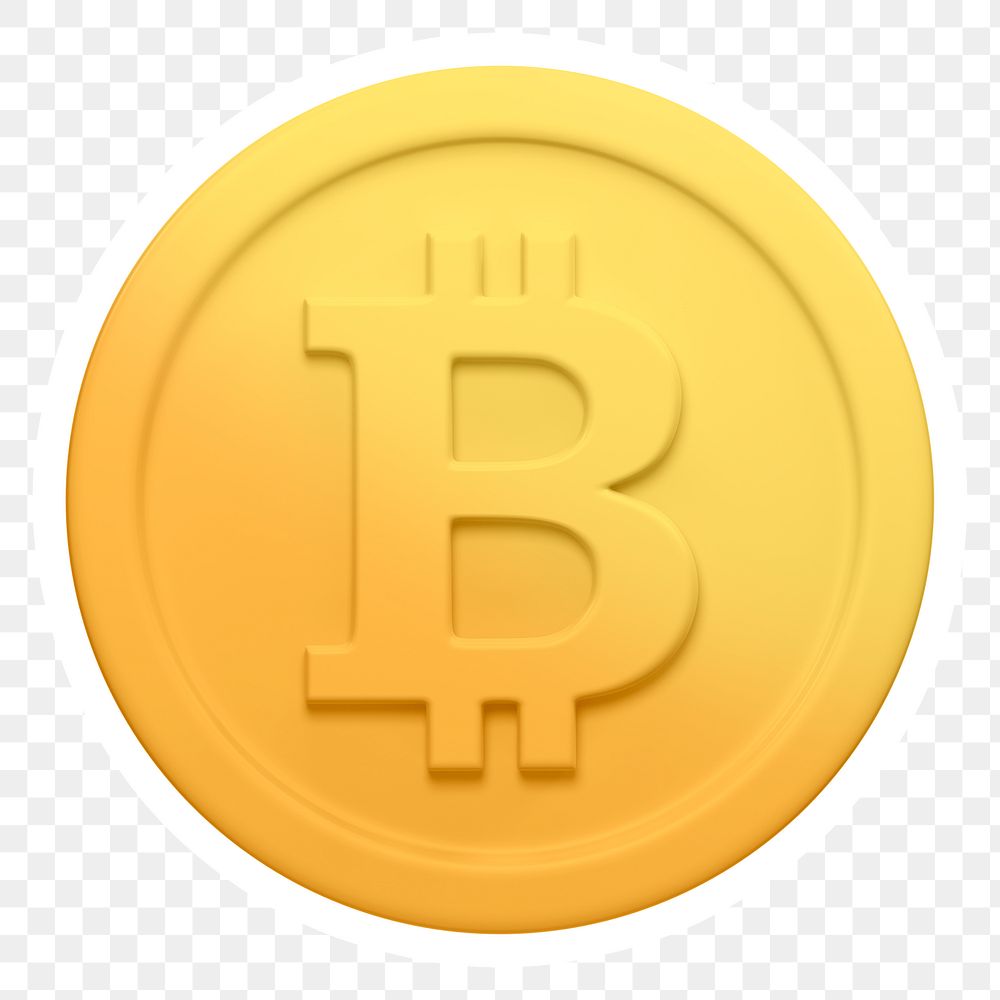 PNG bitcoin, cryptocurrency icon sticker, transparent background