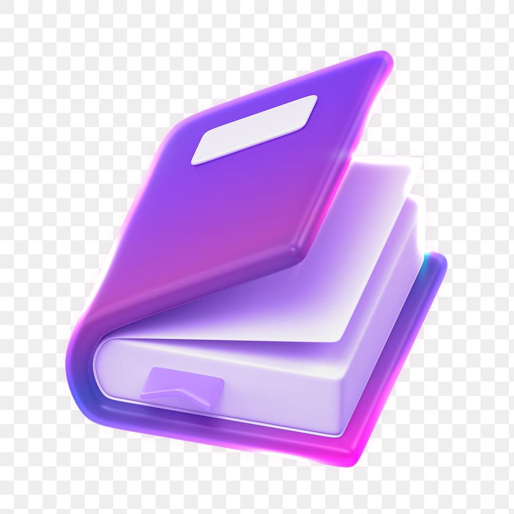 Book, education png icon sticker, 3D rendering, transparent background