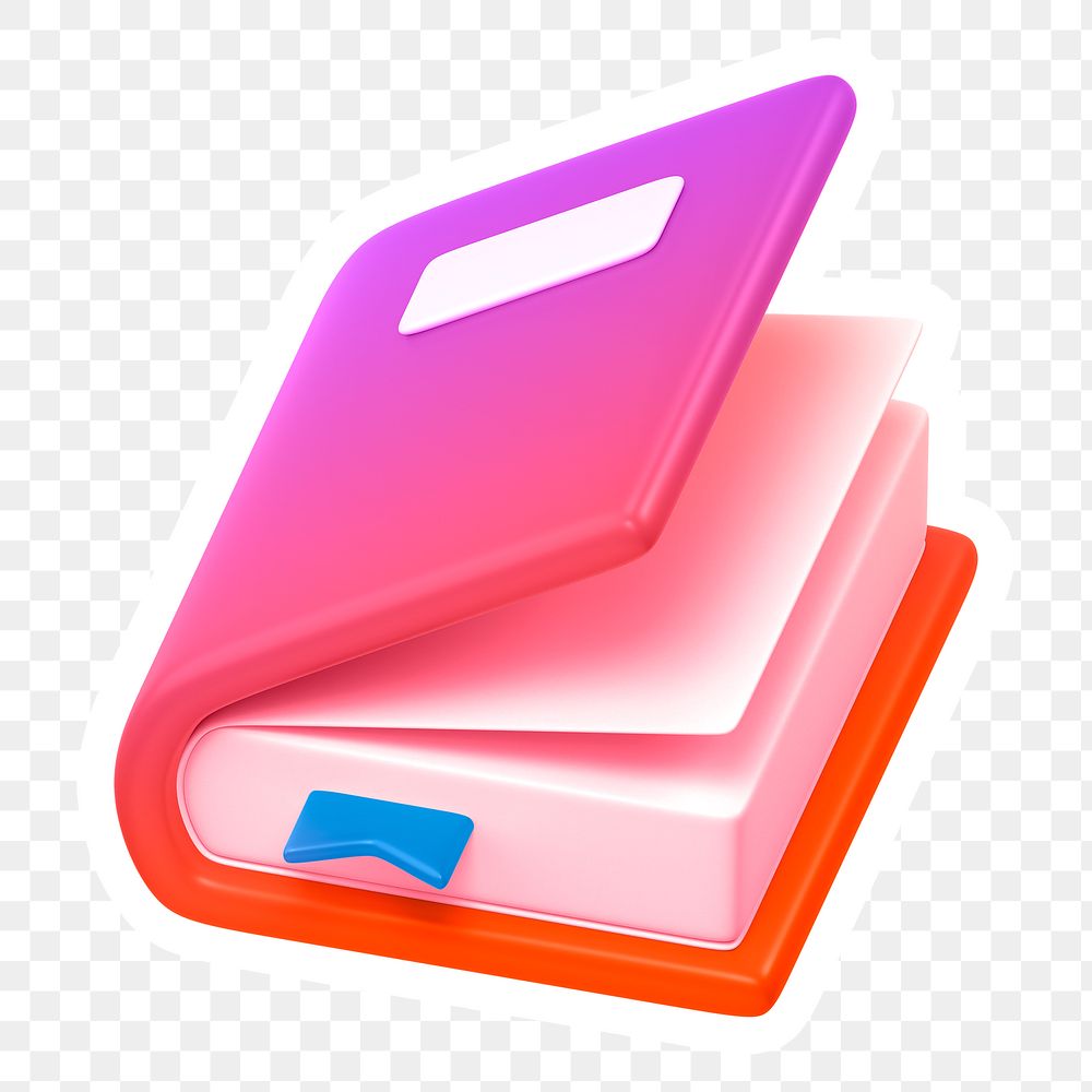Neon book png, education icon sticker, transparent background