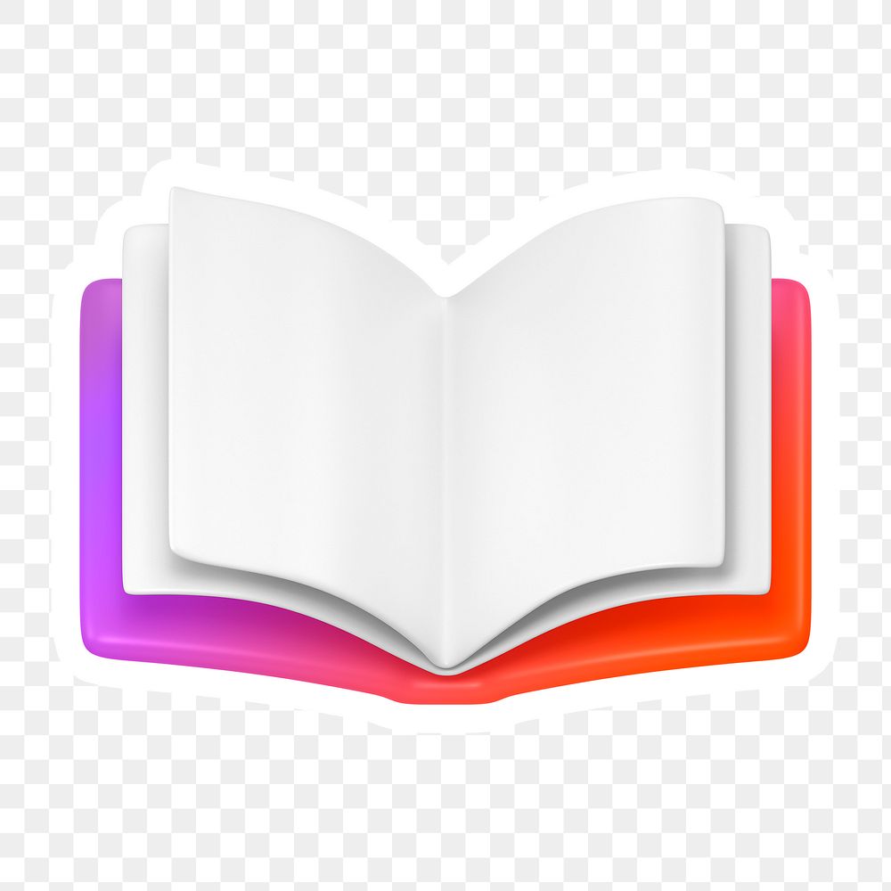 PNG neon book, education icon sticker, transparent background