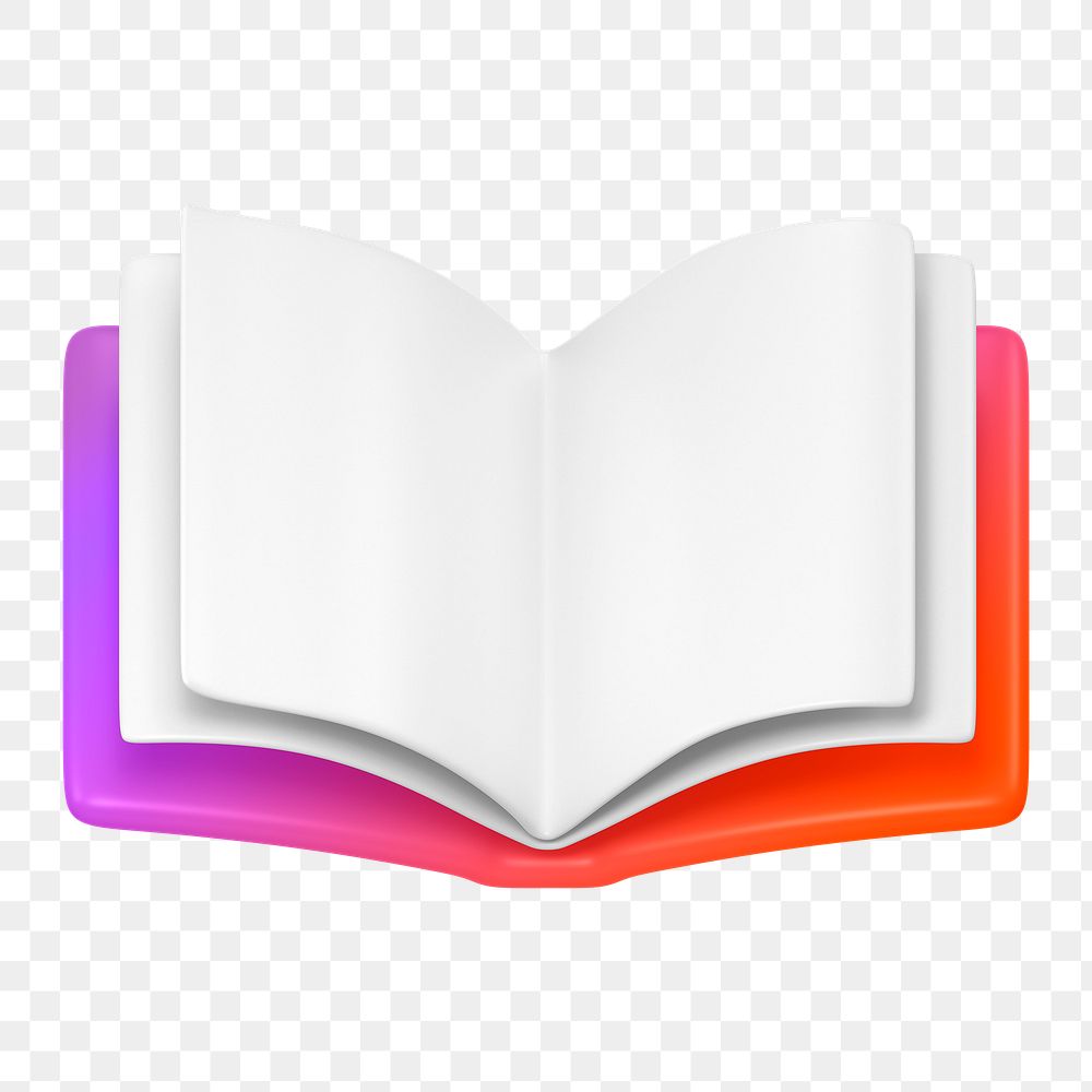 Book png, education icon sticker, 3D rendering, transparent background