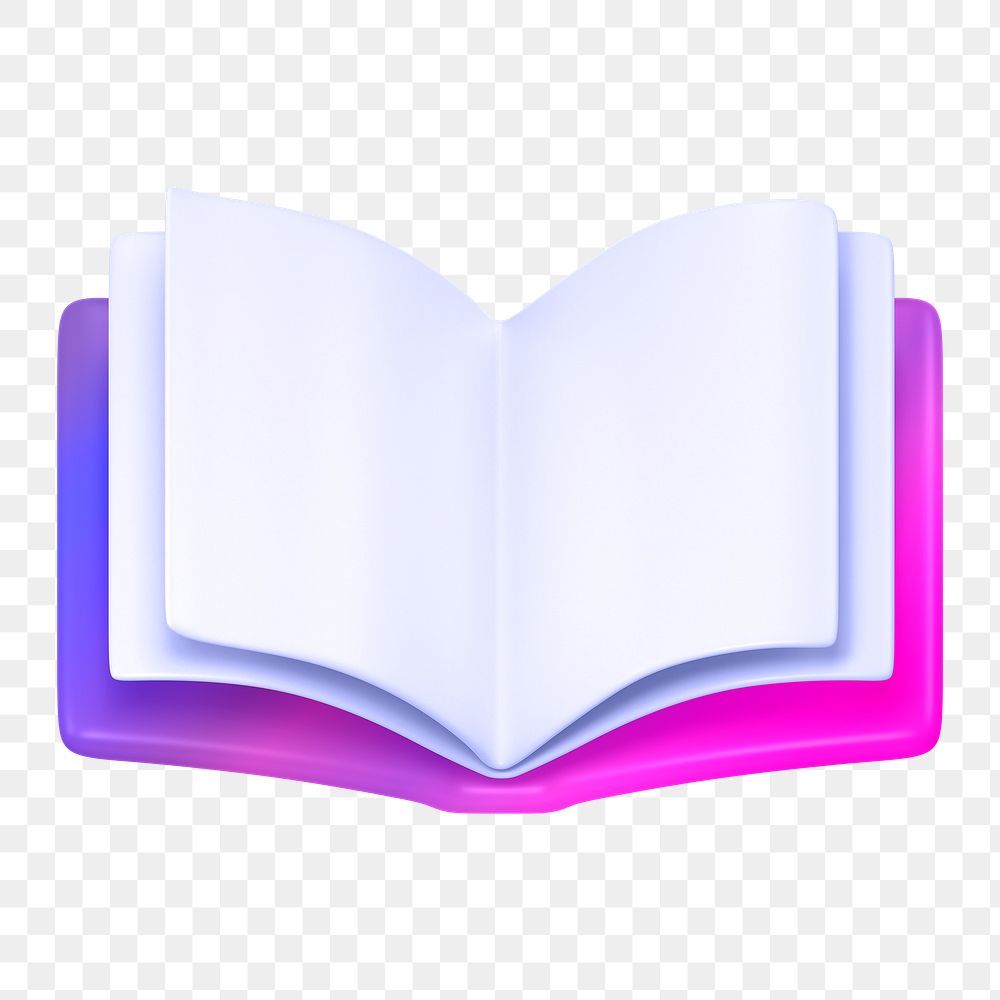 PNG book, education icon sticker, 3D rendering, transparent background