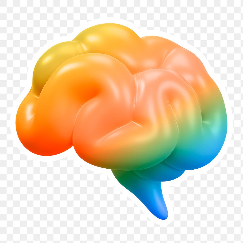 Human brain png icon sticker, transparent background