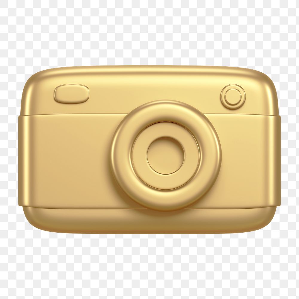 Camera roll png, gold icon sticker, 3D rendering, transparent background