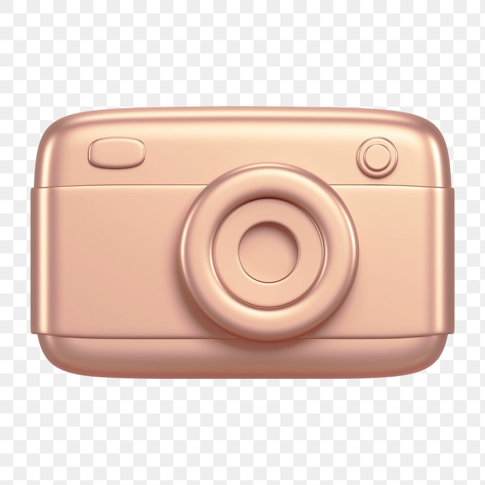 Camera roll png icon sticker, rose gold 3D rendering, transparent background
