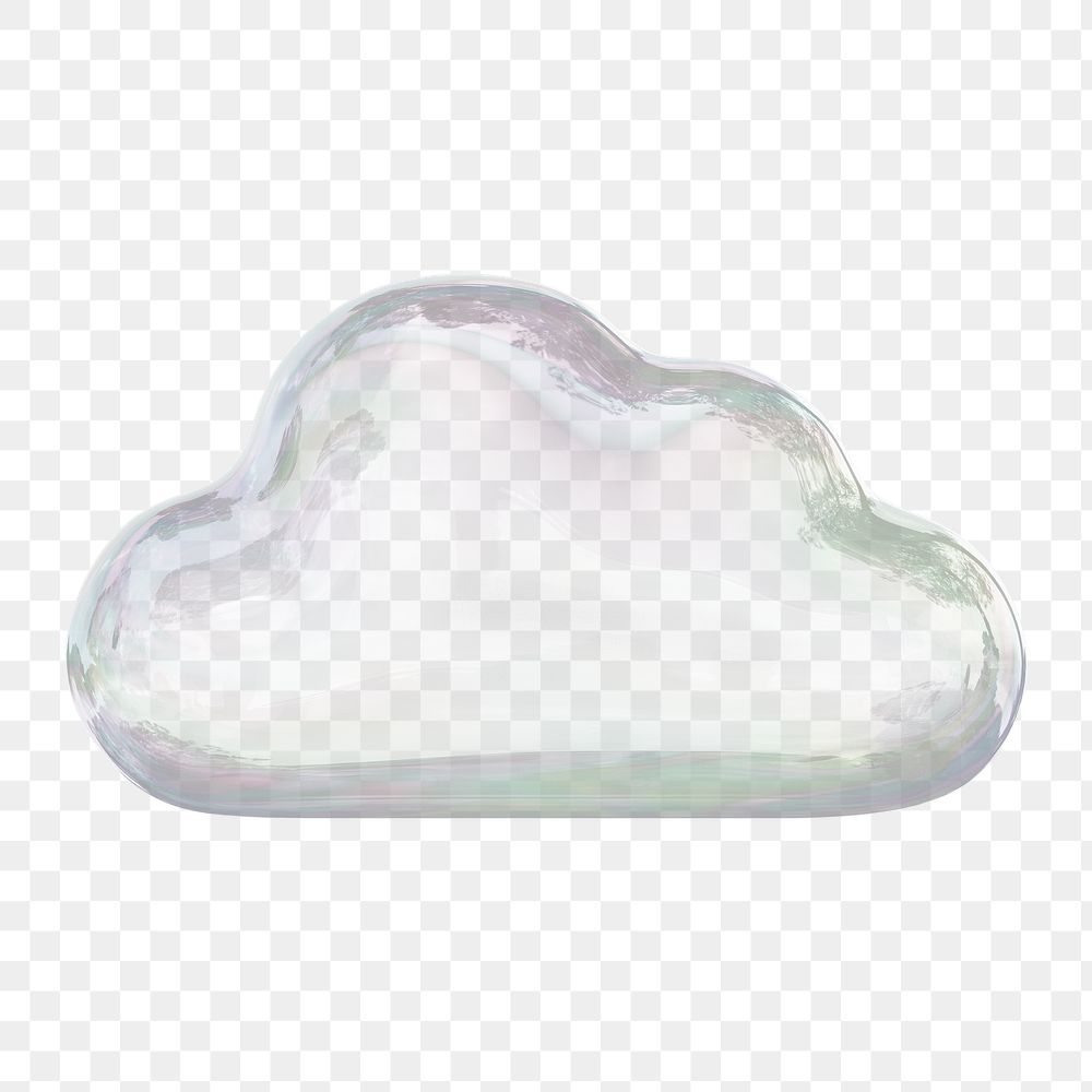 Transparent cloud png icon sticker, 3D rendering