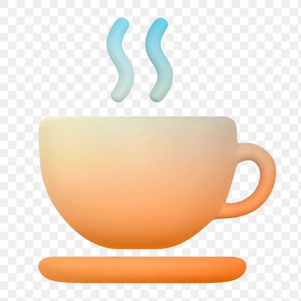 Coffee, cafe png icon sticker, 3D rendering, transparent background