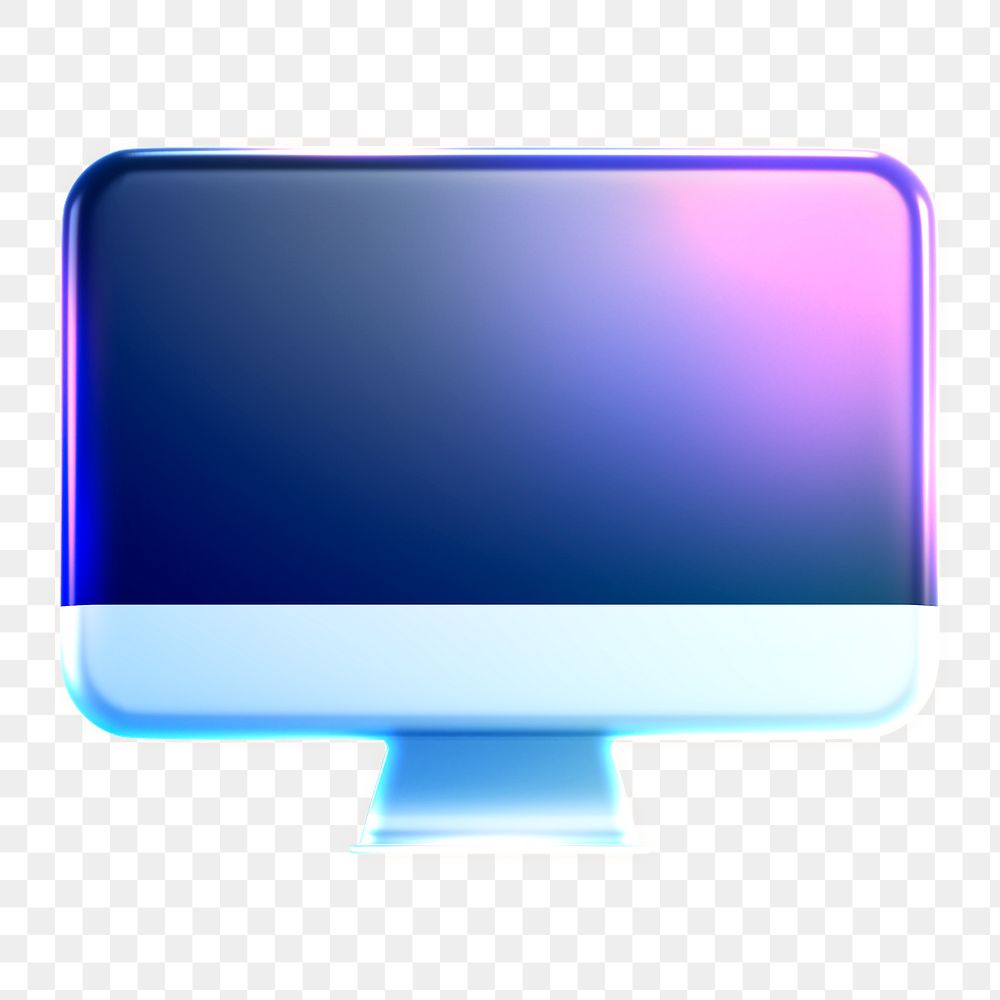 Computer screen png icon sticker, 3D rendering, transparent background