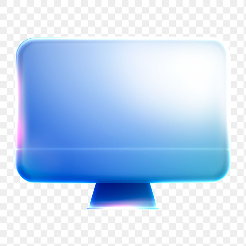 Computer screen png icon sticker, 3D rendering, transparent background