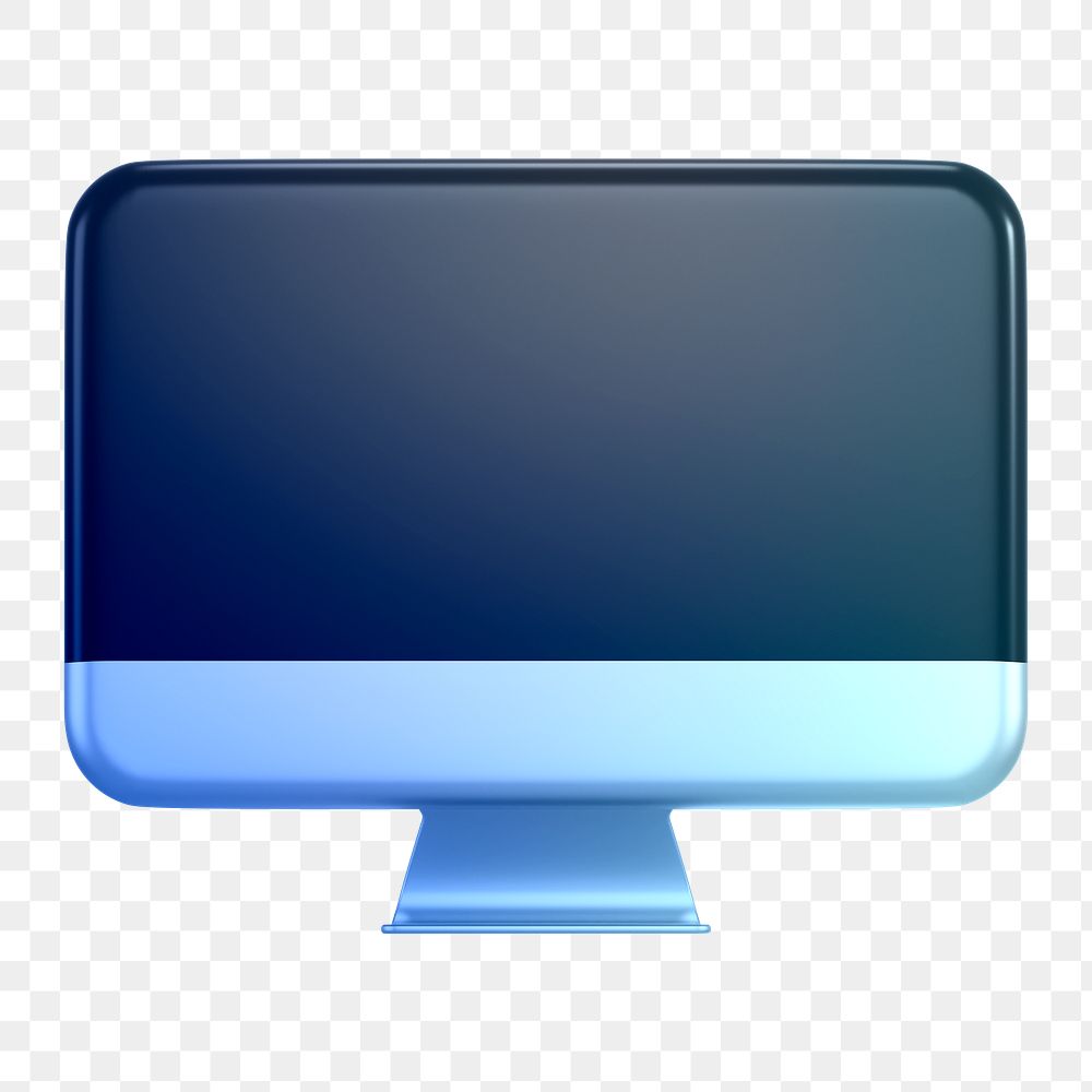 Computer screen png icon sticker, 3D rendering, transparent background