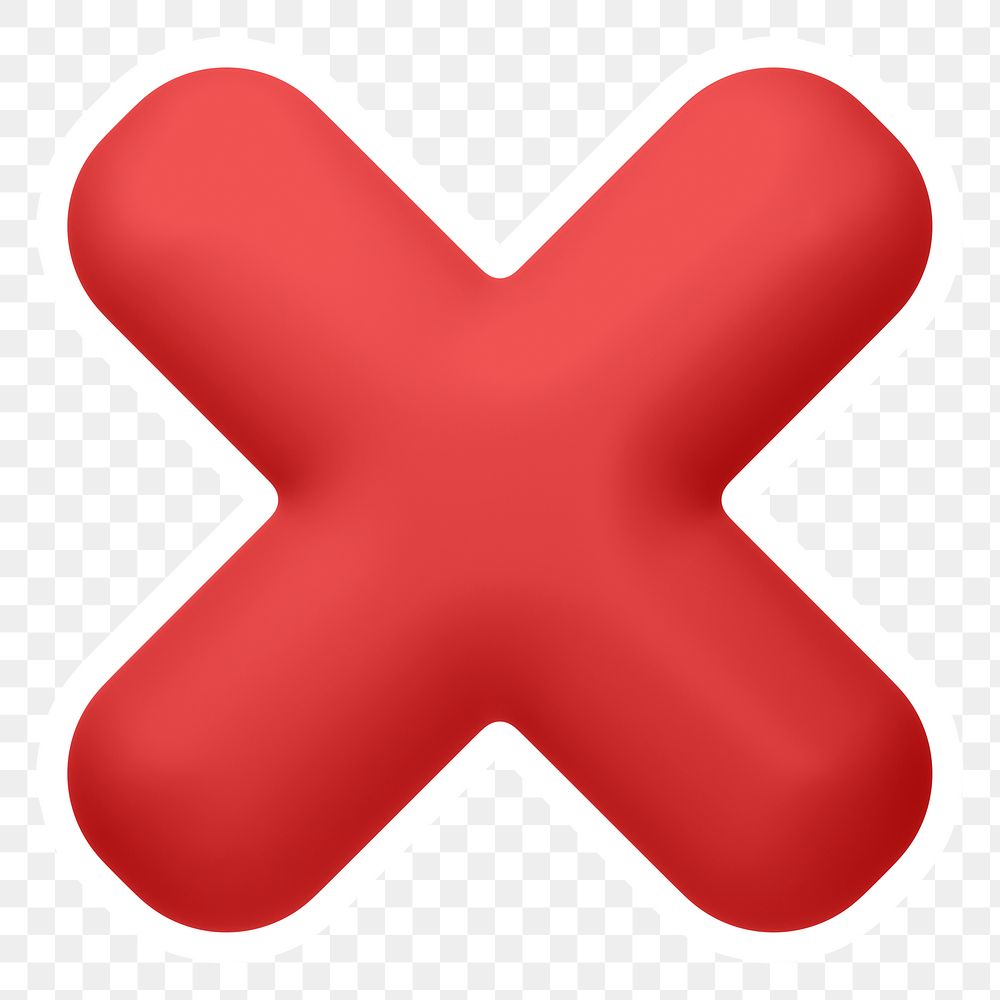 Red X png, icon sticker, transparent background