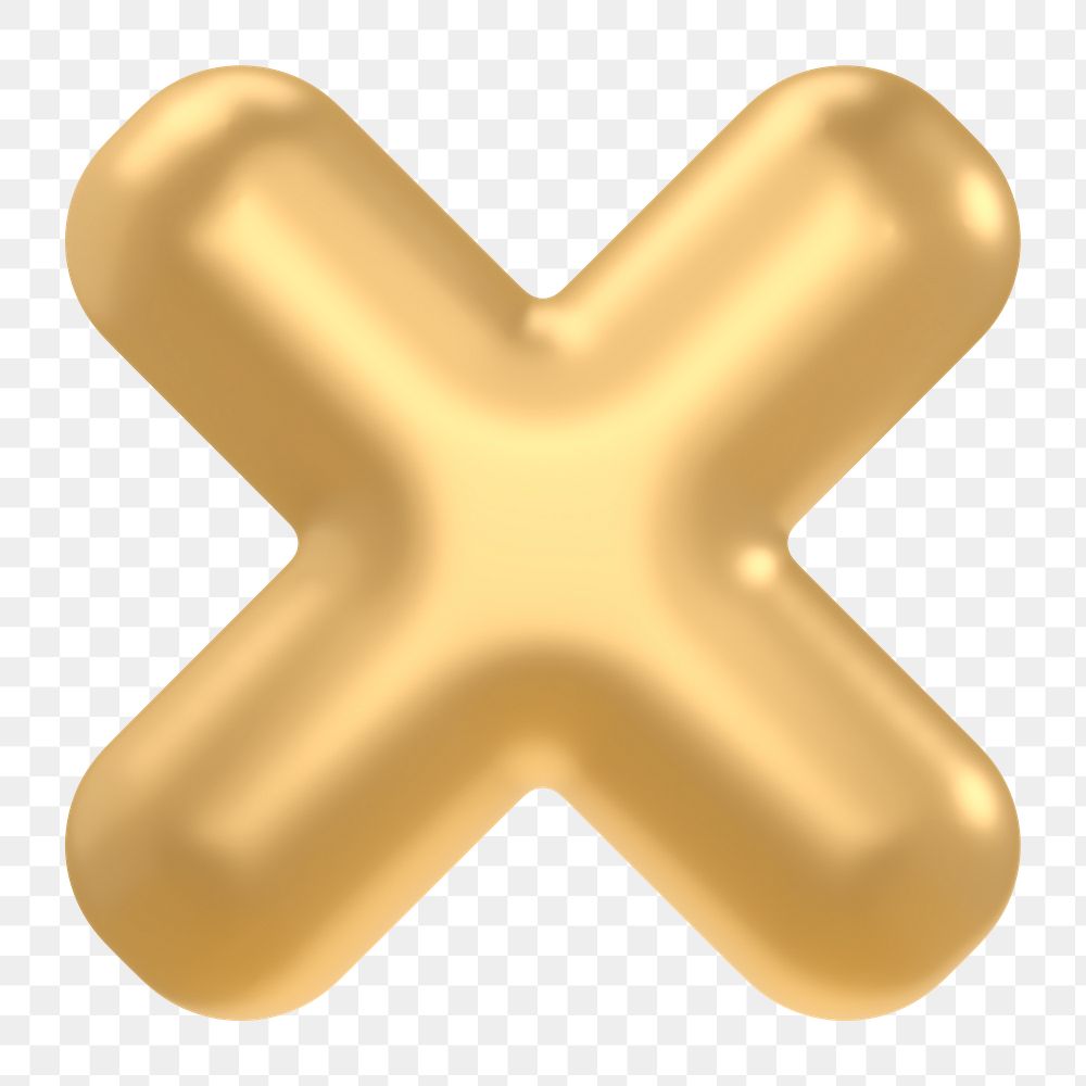 X mark png icon sticker, 3D rendering, transparent background