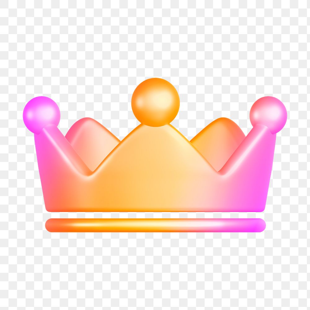 Crown ranking png icon sticker, 3D rendering, transparent background