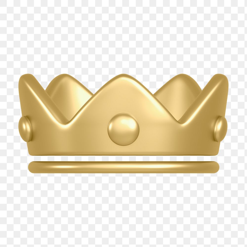 Crown ranking png icon sticker, 3D rendering, transparent background