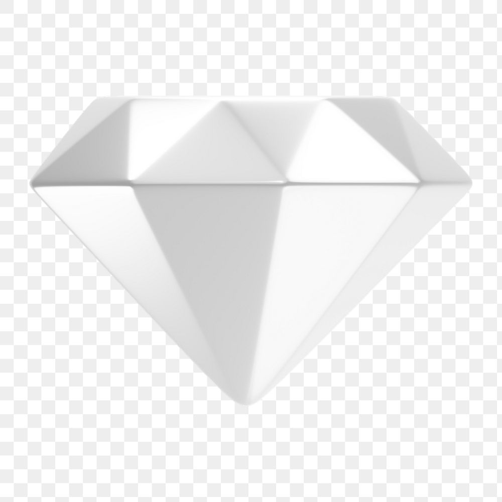 Diamond png icon sticker, 3D rendering, transparent background