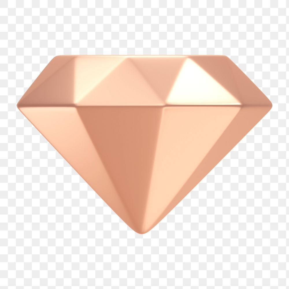 Diamond png icon sticker, 3D rendering, transparent background