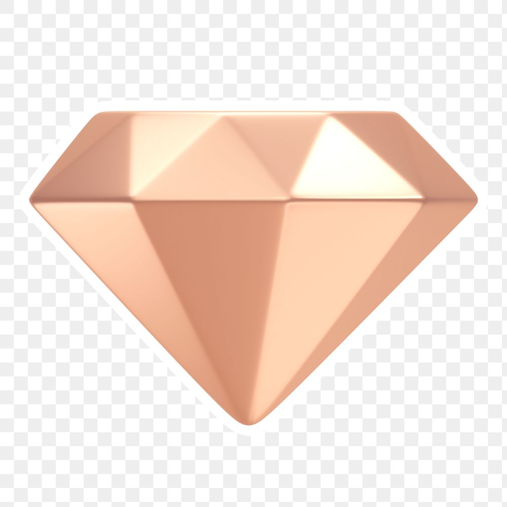 Diamond png icon, rose gold sticker, transparent background